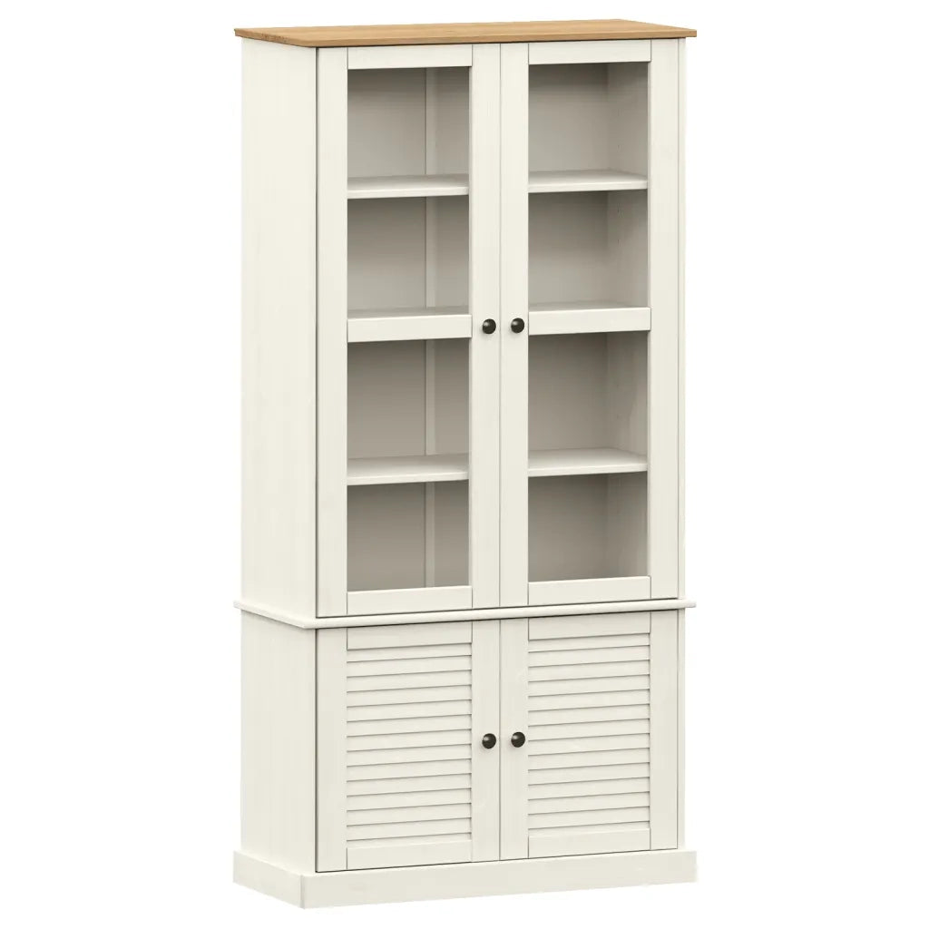 Vetrina VIGO 85x35x170 cm in Legno Massello di Pino Bianco 353194