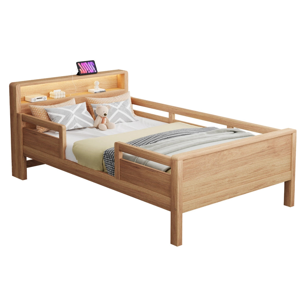 Letto singolo multifunzione 90x200 cm con LED e USB-C