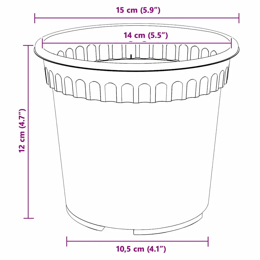 Vaso Rotondo per Fiori 6 pcs Nero Ø 15 x 12 cm Plastica 42020268