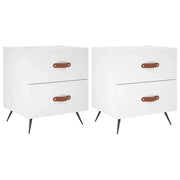 Set di 2 Comodini | Armadio da Notte | Mobiletto da notte Bianchi 40x35x47,5 cm in Legno Multistrato