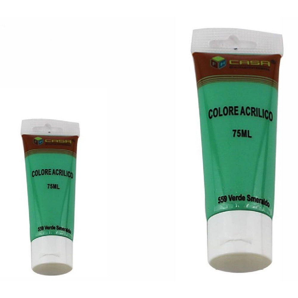 Trade Shop - Set 6pz Pittura Acrilica Vernice Confezione Colore Verde Smeraldo Tubo 75ml 07499 -
