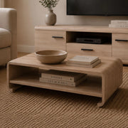 Kasamome, Tavolino da Salotto Angoli Arrotondati, 120x60x40h cm Marrone Rovere