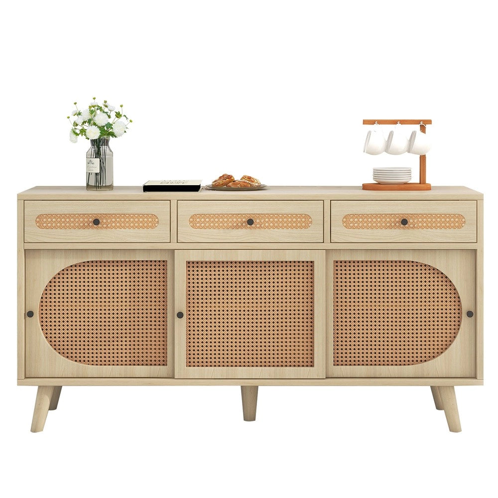 Credenza legno con ante scorrevoli, cassetti e ripiani ¨C MINIMAL ¨C 140 cm