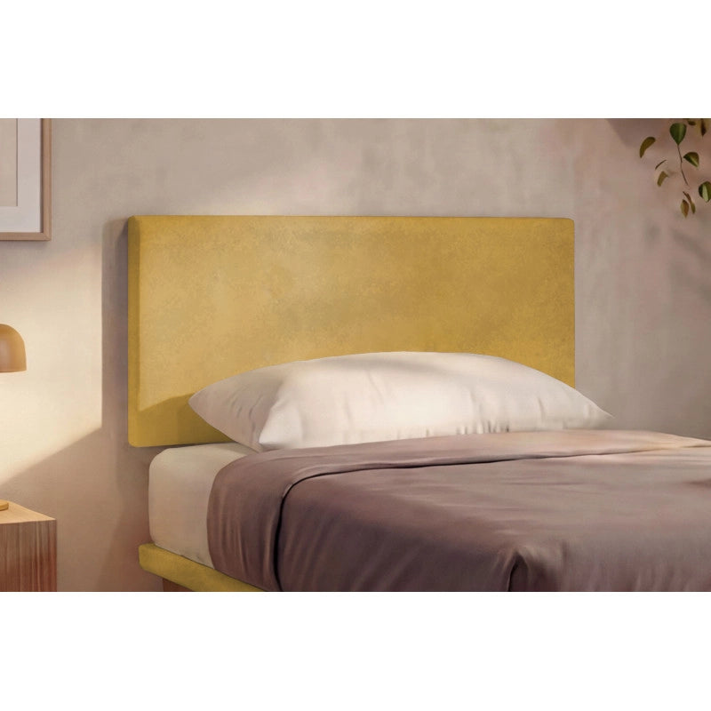 Letto imbottito Singolo 80x190 cm Flat - Con rete,Microfibra,Ocra