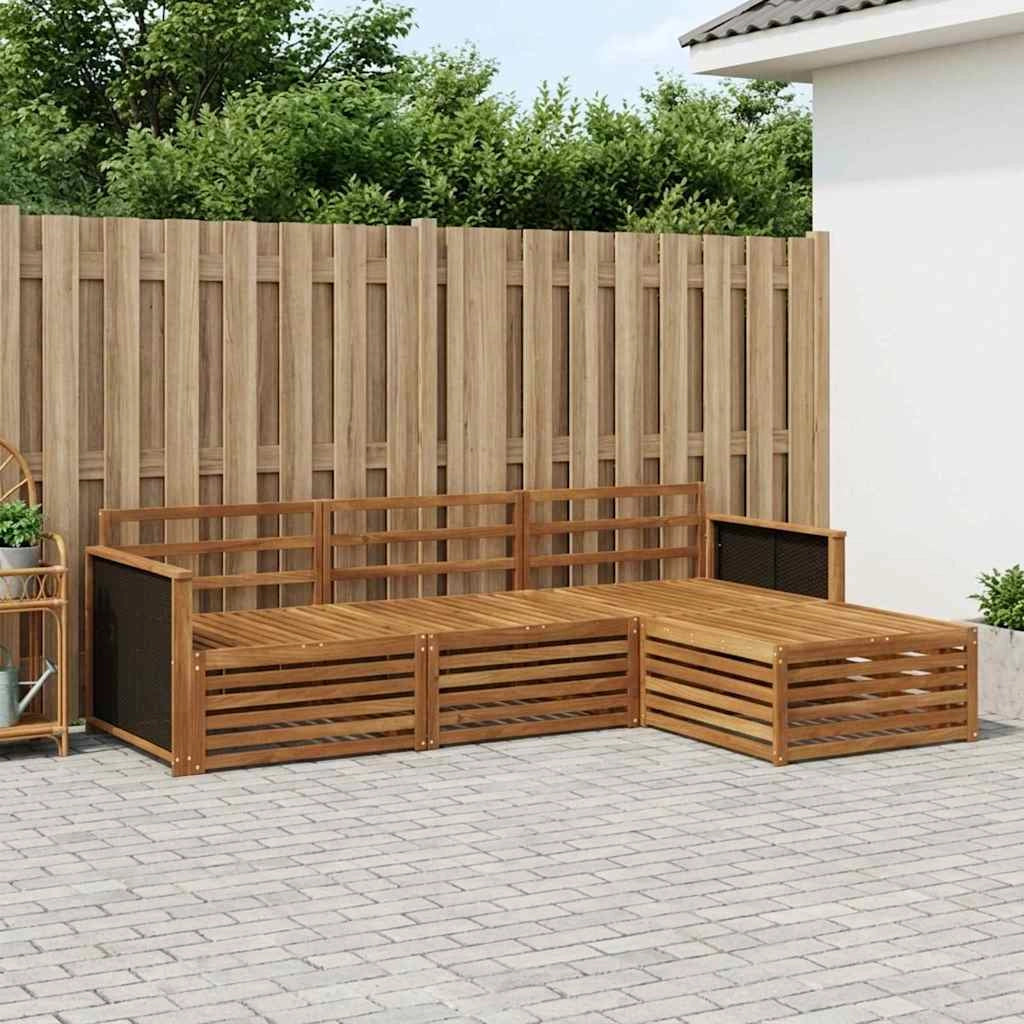 Set di divani da esterno 4 pz Naturale Legno di Acacia Massello 3383192