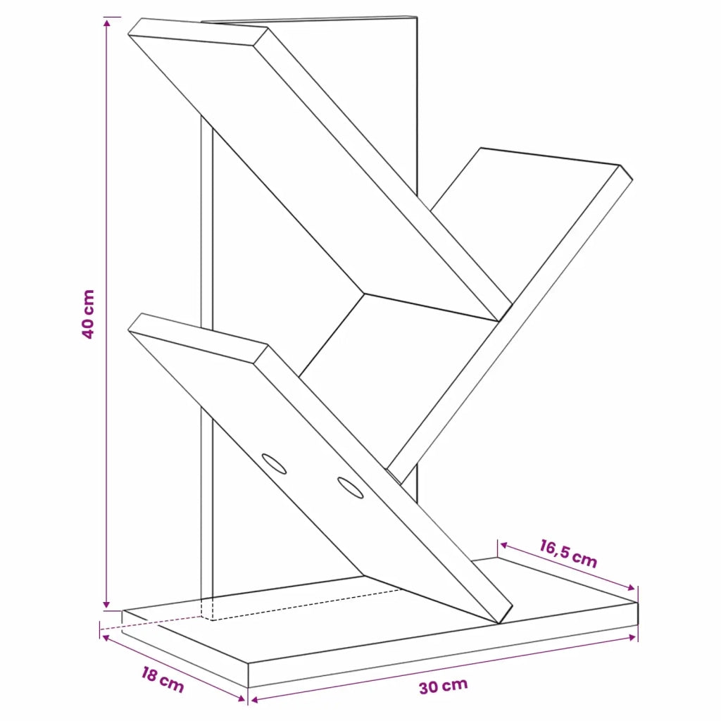 Scaffale per Libri a Forma di Albero 3 Strati 30 x 18 x 40 cm 8012353