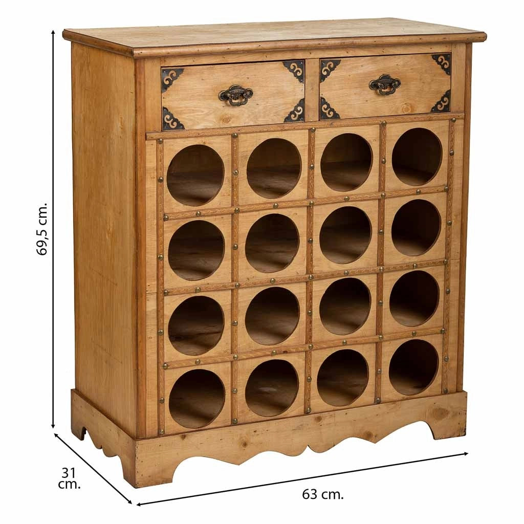 Mobile portabottiglie vino in legno marrone 63x31x69,5h
