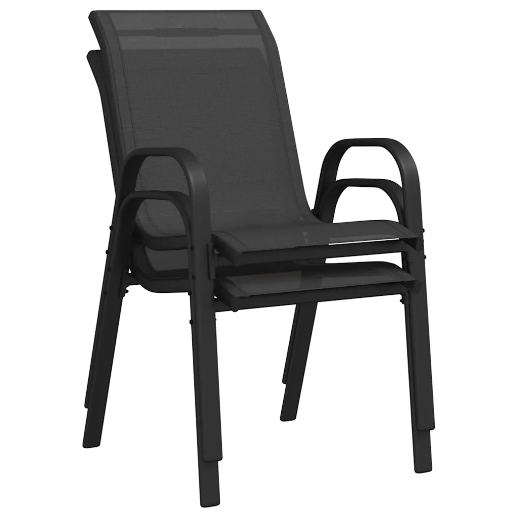 Sedie da Giardino Impilabili 2 pz | Sedie da Esterno in Tessuto Textilene Nero