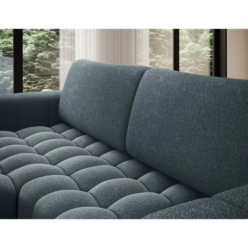 Divano angolare convertibile DORY blu notte 250 cm con vano contenitore angolo destro