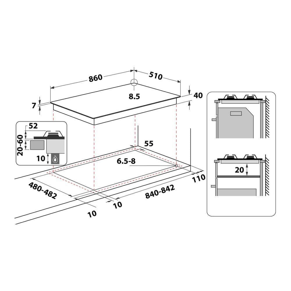 Whirlpool Piano cottura a gas - GMAL 9522/IXL