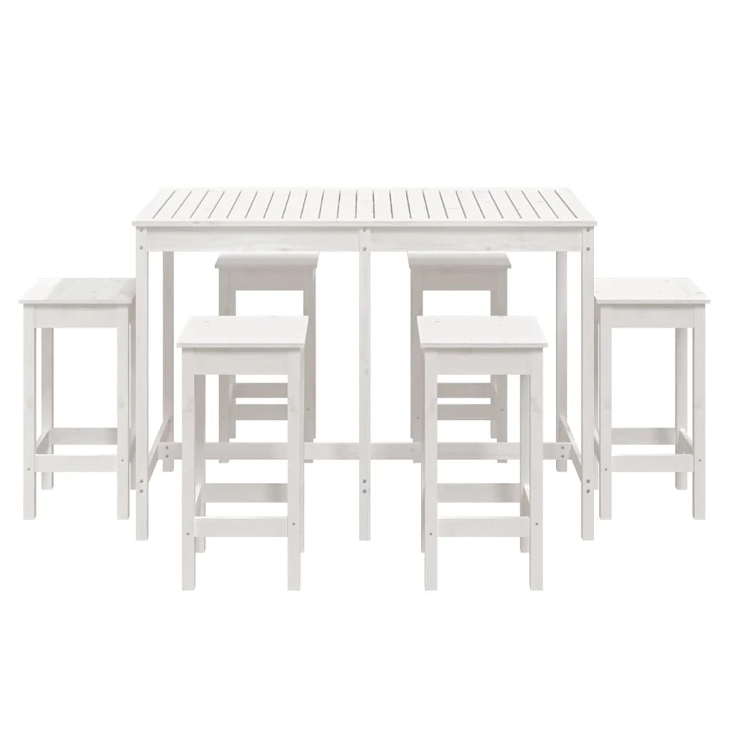 Set da bar da giardino 7 pezzi bianco legno massello di pino 02_0013427