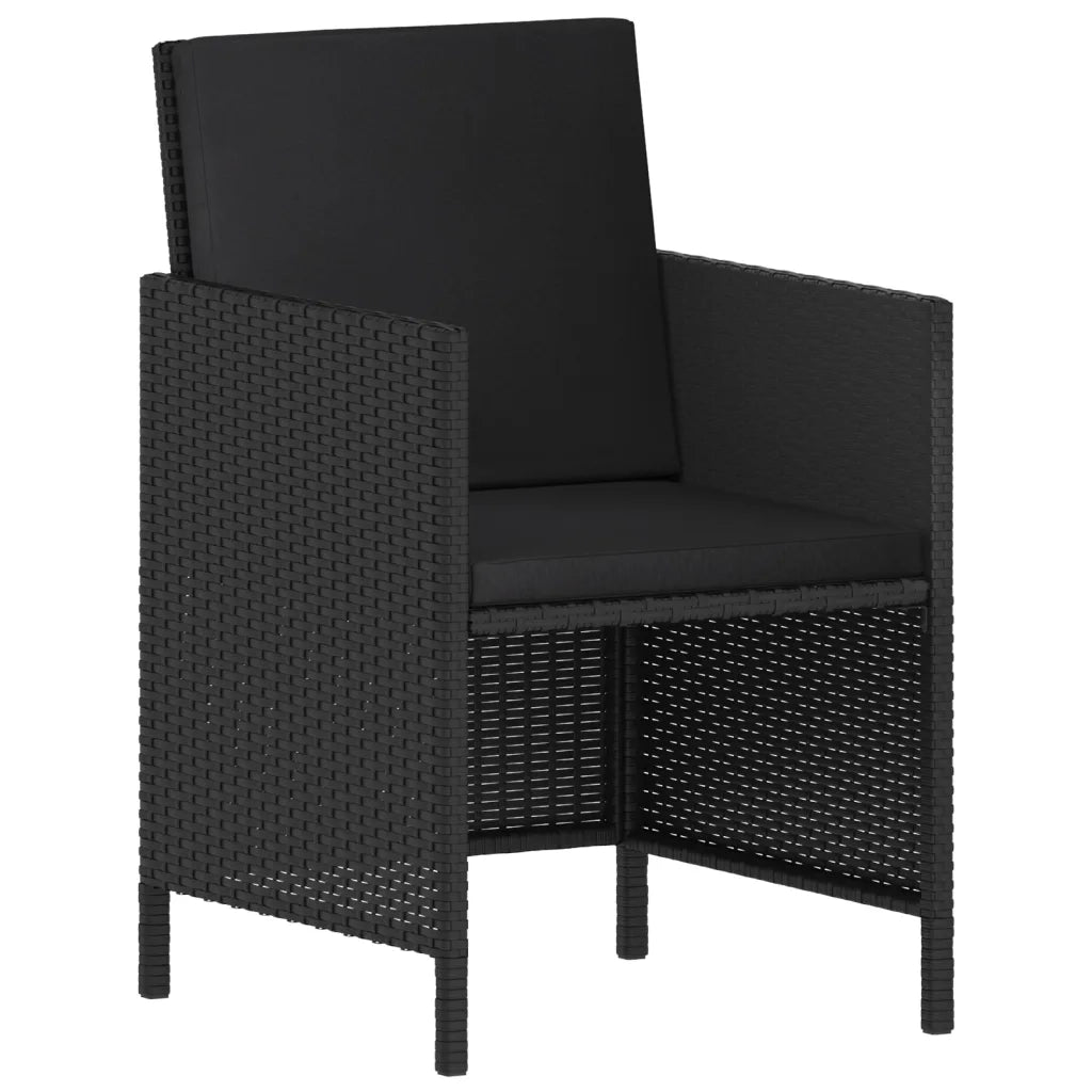 Set da Pranzo da Giardino 6 pz con Cuscini Nero in Polyrattan 363398