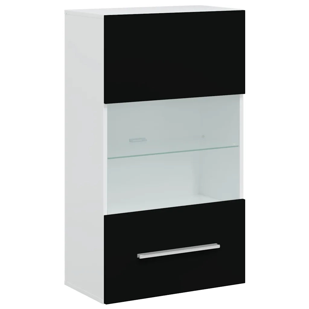 Mobili con Vetrina Parete Unità TV 5 pz con Luci LED Nero 243864