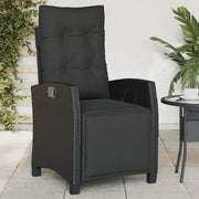 Sedia Reclinabile da Giardino con Poggiapiedi Nera Polyrattan 365233