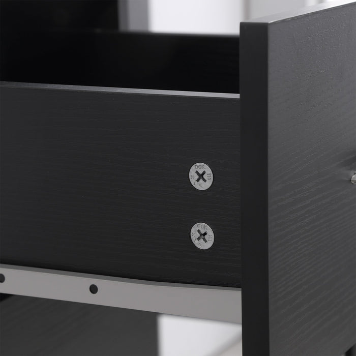 Scrivania PC da Ufficio 3 Ripiani 3 Cassetti 120x49x72 cm in Legno MDF Nera