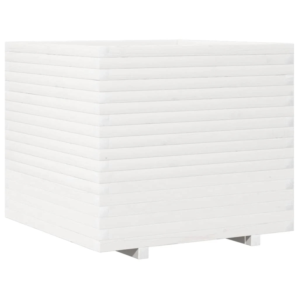 Fioriera rialzata per piante fiori terrazza giardino 80 x 80 x 72 cm legno di pino massiccio bianco 02_0037928
