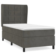 Letto singolo | Letto per adulti | Giroletto a Molle con Materasso Grigio Scuro 90x200 cm Velluto