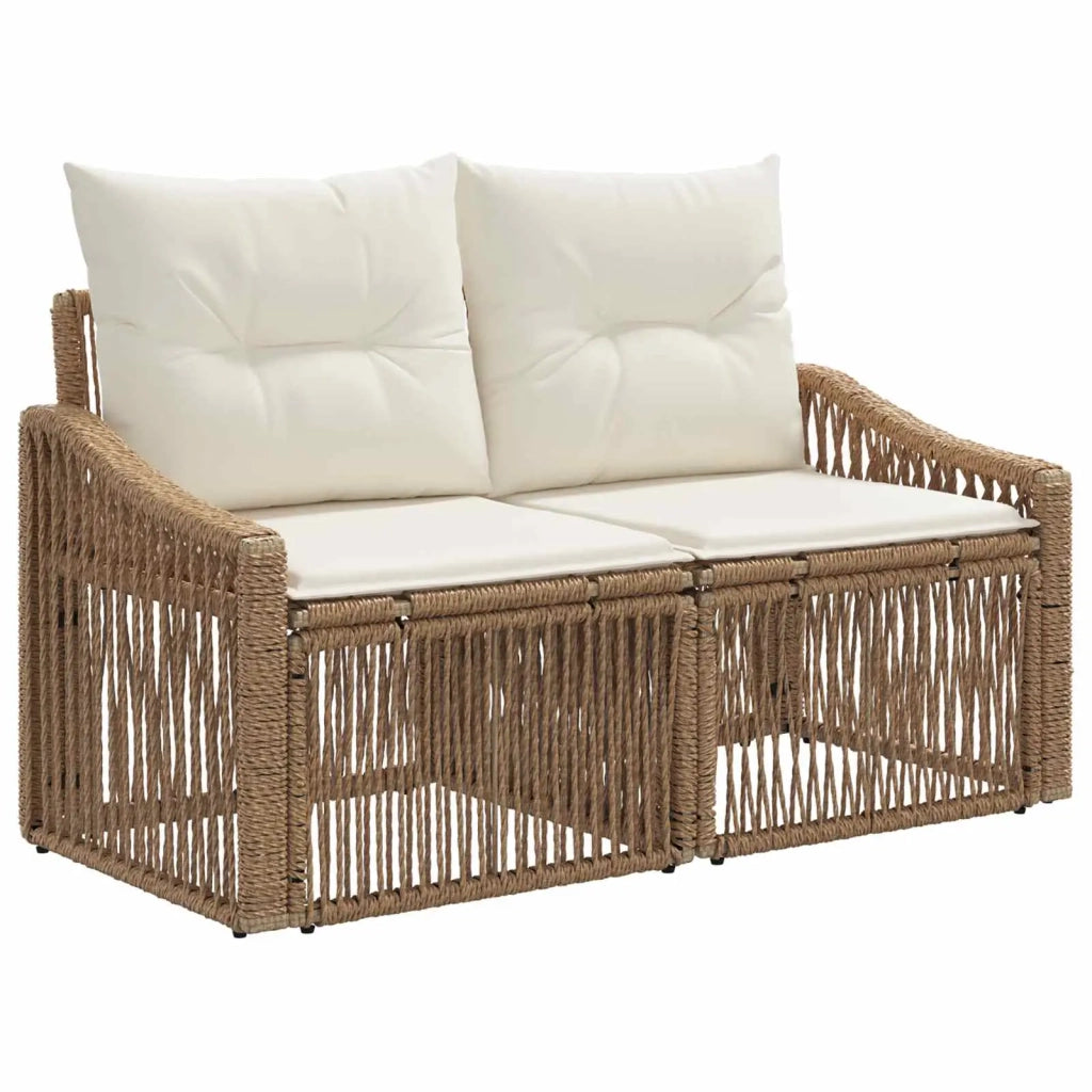 Set Divano da Giardino 9 pz Beige e Bianco Crema polyrattan 3437259