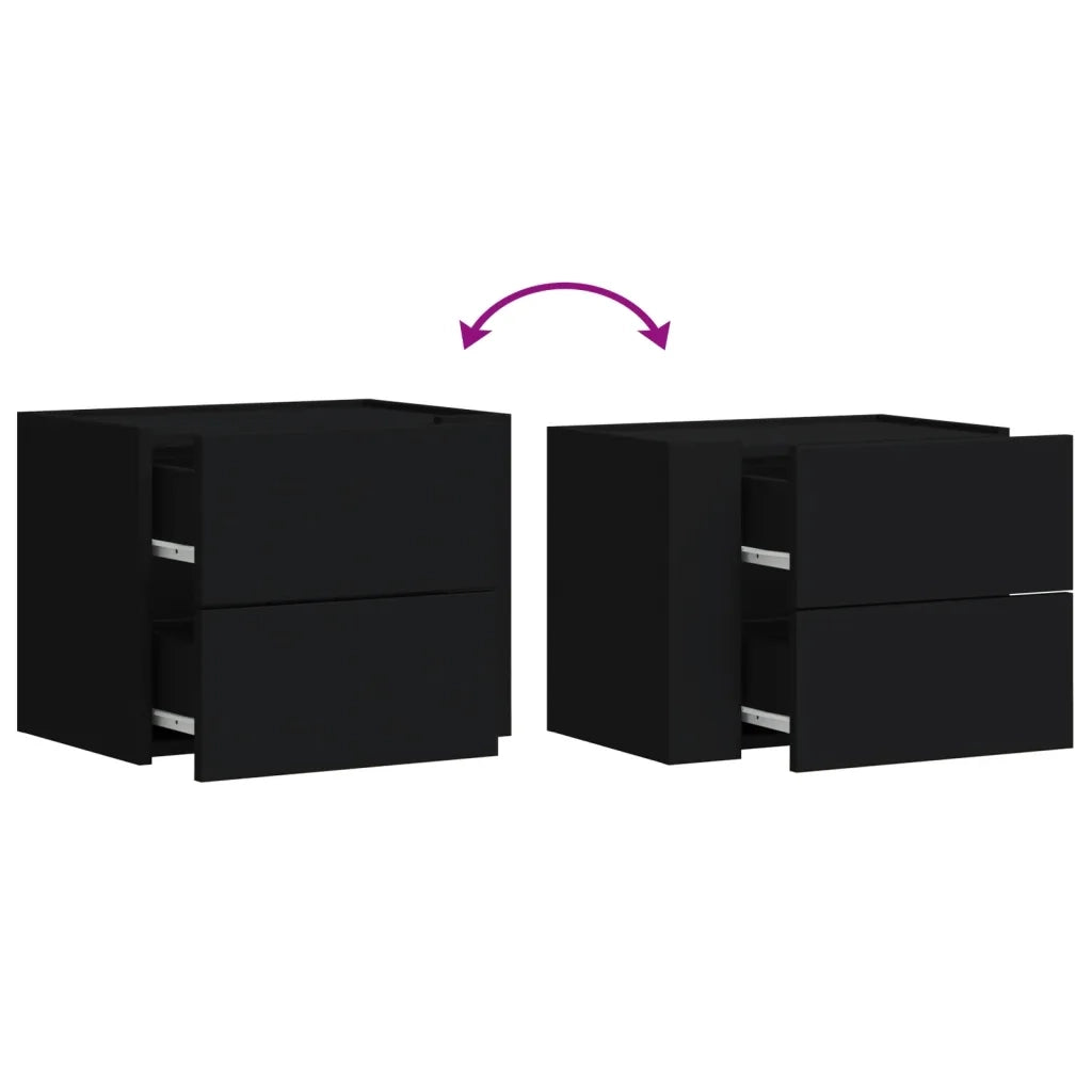 Comodini a Muro 2 pz-Set di 2 Tavolino da notte Nero 45x30x35 cm 241697