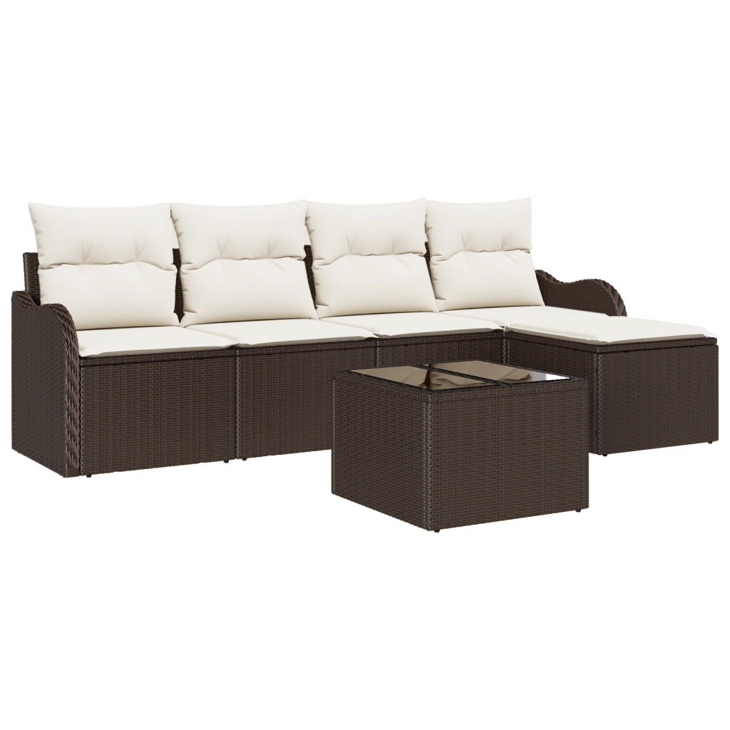 Set di Divani da Giardino  5 pezzi con Cuscini Grigio Polyrattan