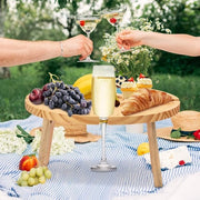 Tavolo da picnic esterno, portatile, mini tavolo da campeggio, tavolo per picnic, rotondo in legno, portatile, tavolo da vino esterno, tavolo per picnic, pieghevole, tavolo da giardino piccolo per viaggi, campeggio, picnic, spiaggia, 30 cm