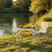 Tavolo da campeggio pieghevole 60x40 cm in MDF e alluminio nero， altezza regolabile