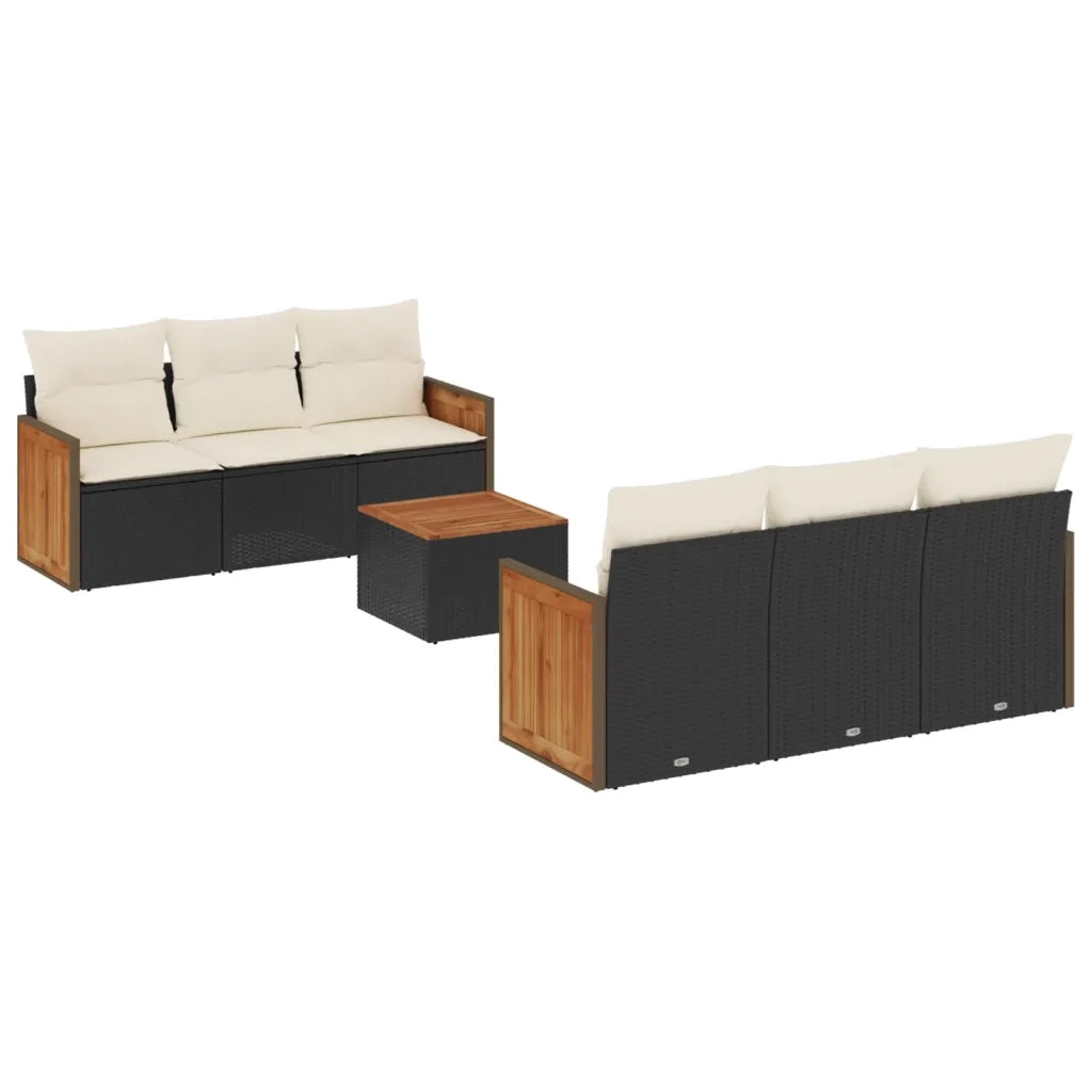 Set Divani da Giardino con Cuscini 7pz Nero Polyrattan 3259872