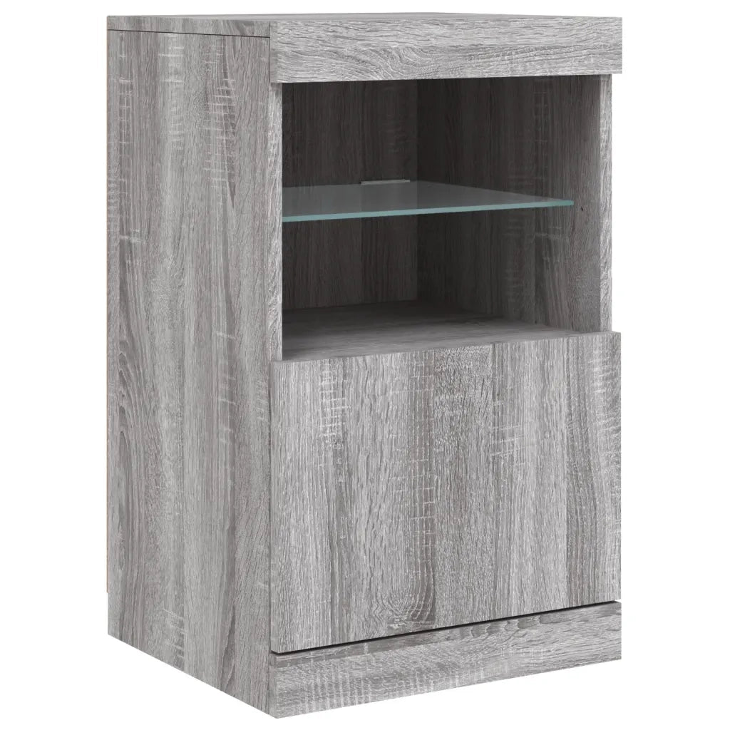 Credenza | Madia | Buffet da pranzo | Armadio da pranzo con Luci LED Grigio Sonoma 123x37x67 cm