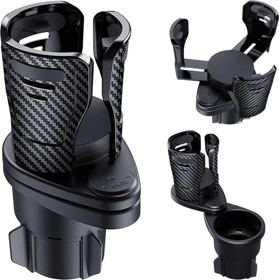Sostegno per bicchieri 2 in 1 per l'auto, becher holder e espansione multifunzionale, base rotativa 360°, becher holder stabile adatta a quasi tutti i contenitori