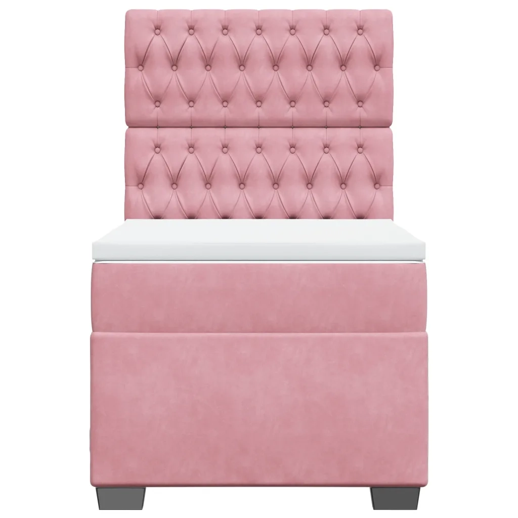 Giroletto a Molle con Materasso Rosa 80x200 cm in Velluto 3290773