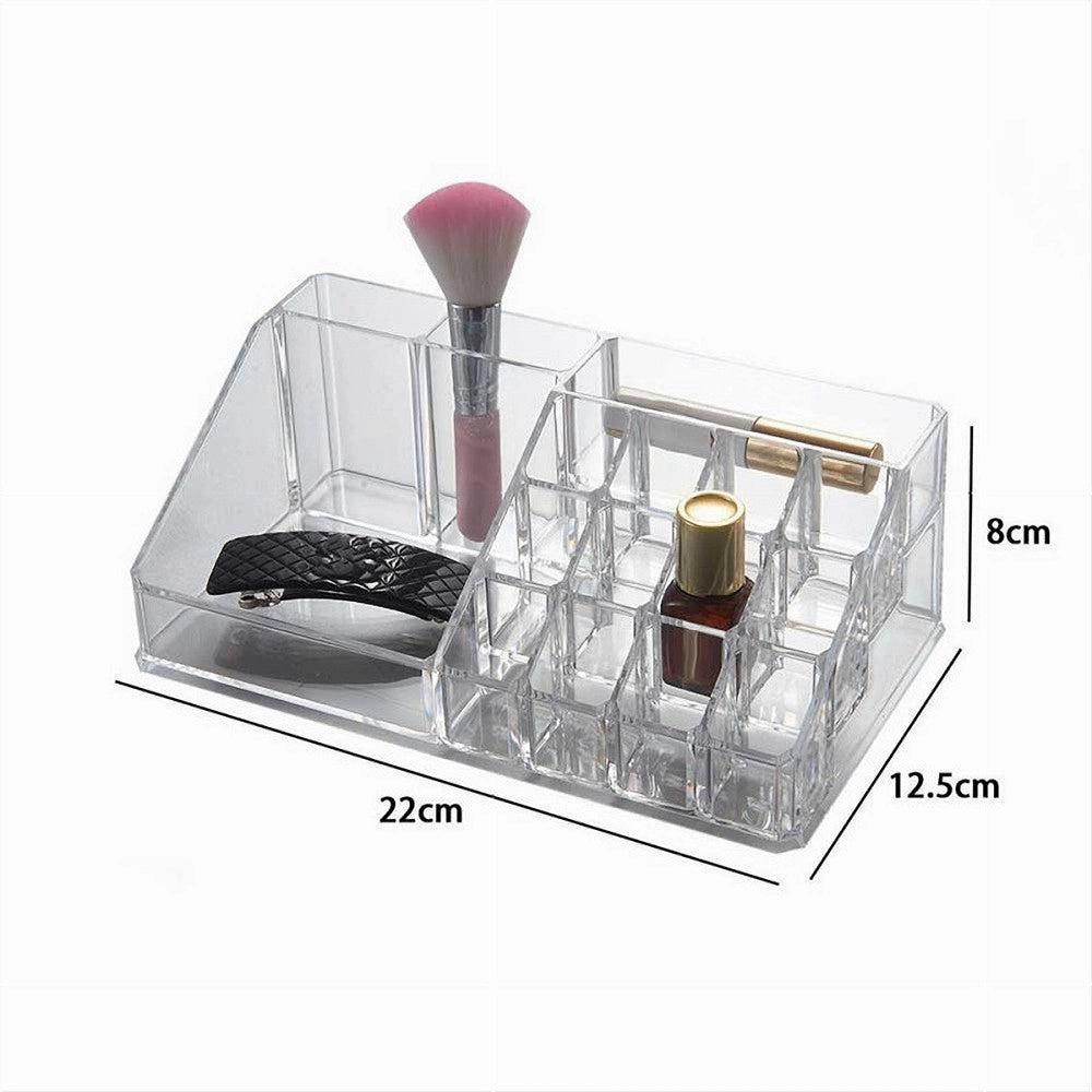 Trade Shop - Organizer Portatrucchi Trasparente 16 Scomparti Cosmetici Espositore Makeup 10250 -