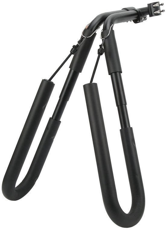 Caricatore per Biciclette Universale - Montaggio Laterale - Rimovibile - Adatto per Surf e Sci - Lega di Alluminio Nero - Cinture di Sospensione Regolabili - Caricatore per Surf