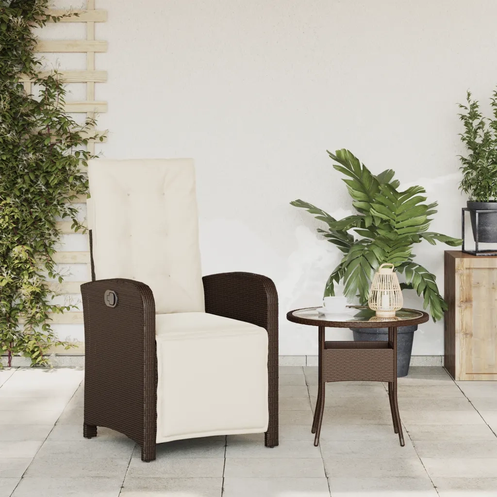 Sedia Reclinabile Giardino con Poggiapiedi Marrone Polyrattan 365186
