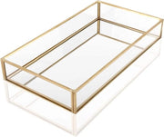 Organizzatore per gioielli in metallo e vetro - decorativo - 1 pezzo - oro - 20x14x3,5 cm