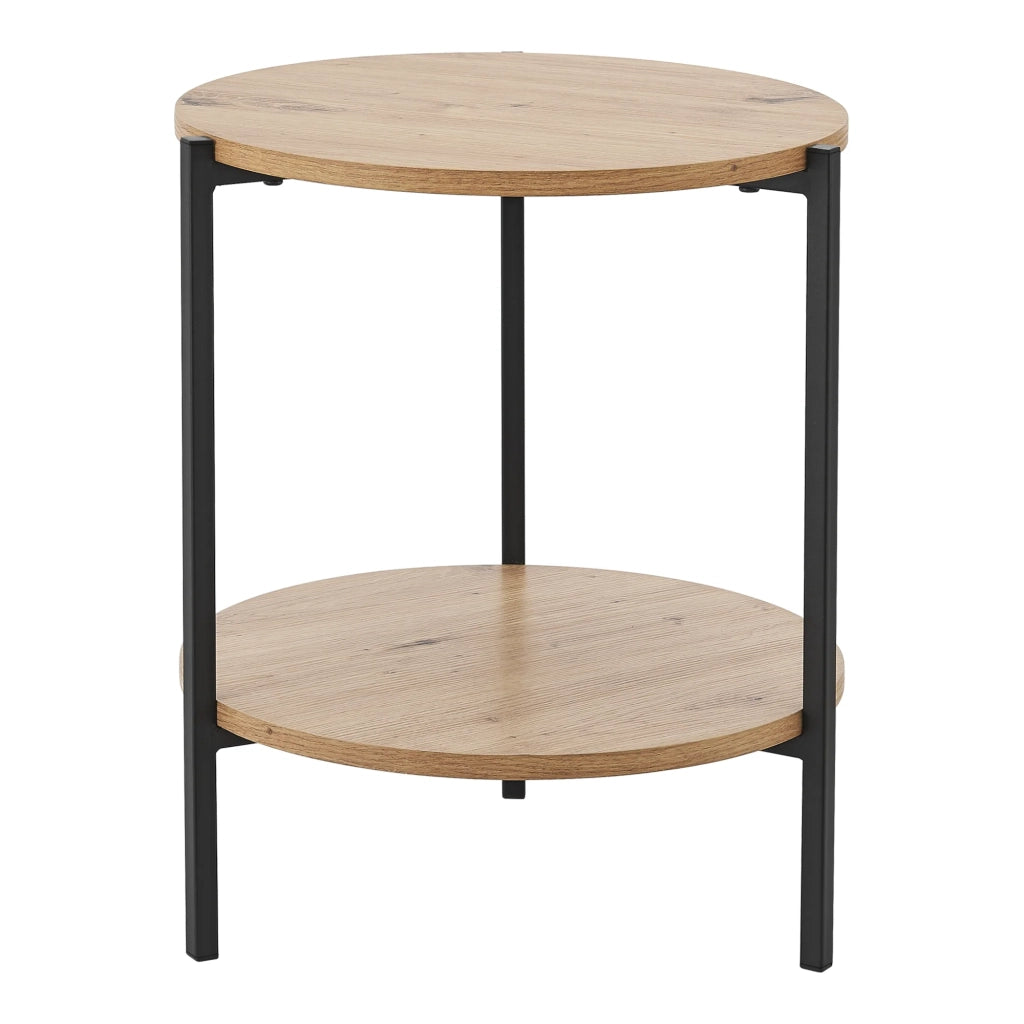 Tavolino rotondo 50 x 40 cm effetto legno e nero 03_0008616