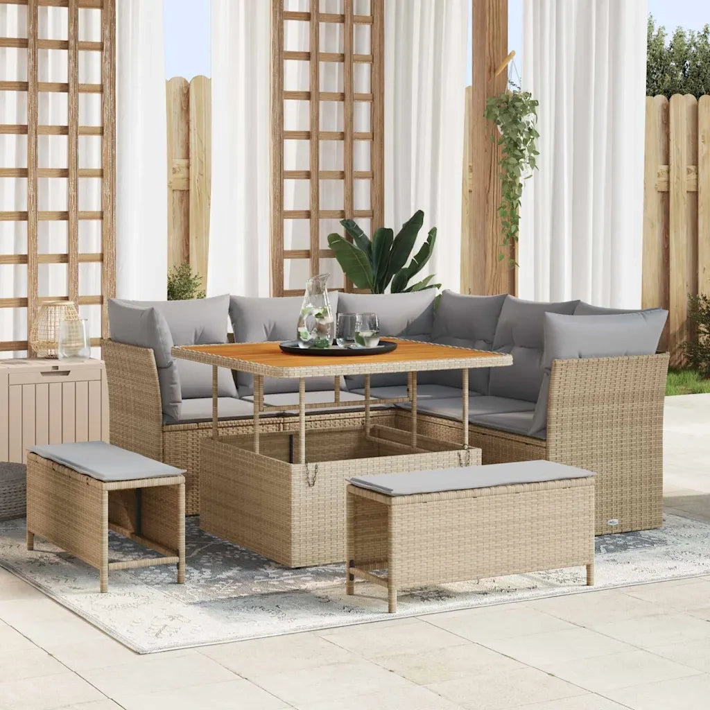 Set Divano da Giardino 8 pcs Beige polyrattan 3361477