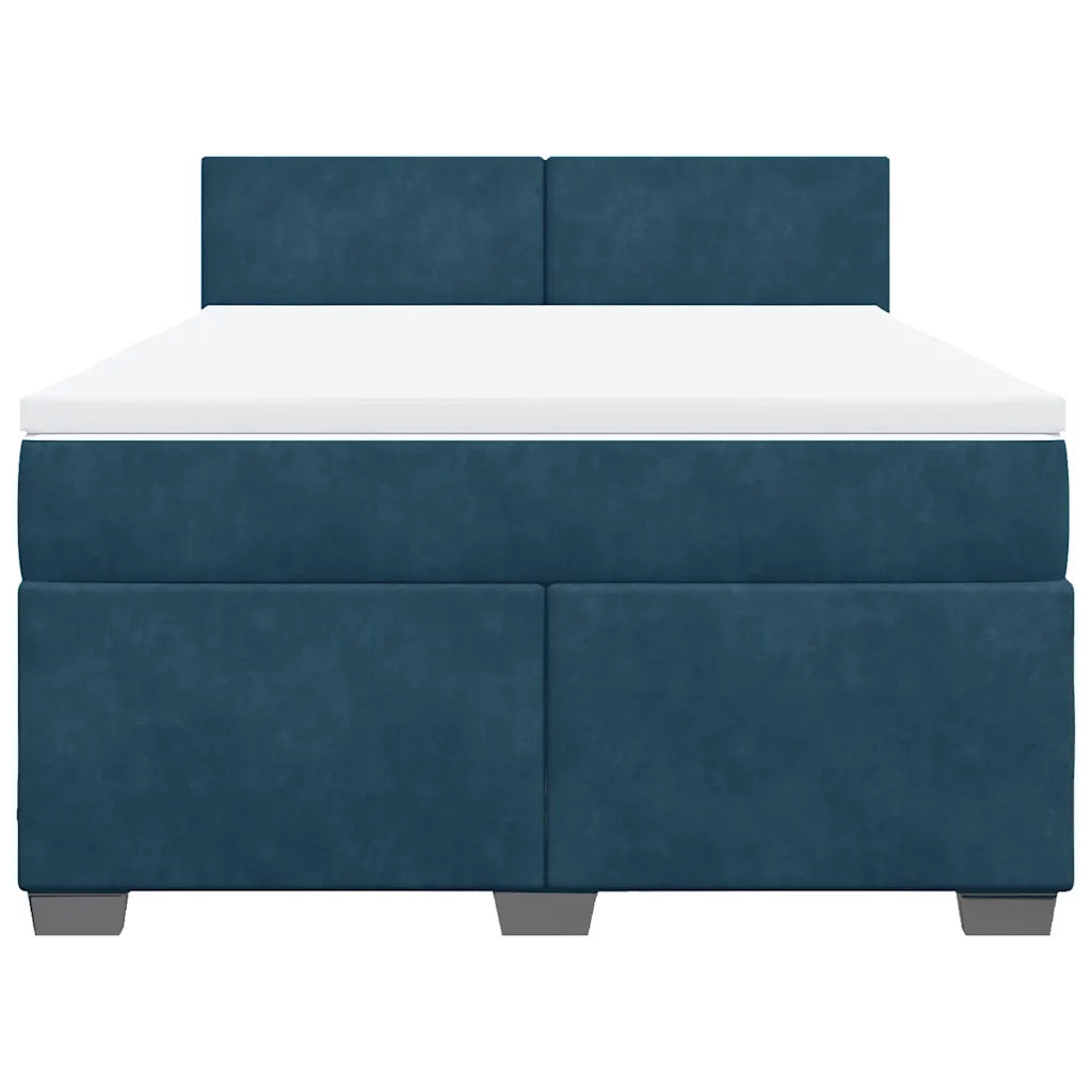 Giroletto a Molle con Materasso Blu Scuro 140x200 cm in Velluto 3286328