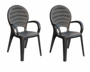 Paloma, Set 2 Poltrone da Esterno, Polipropilene, 56 × 55 × 88 cm, Impilabili, Antracite