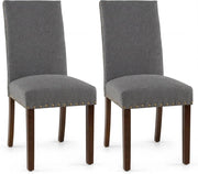 Set di 2 Sedie da Pranzo Imbottite, Sedie da Cucina con Schienale Alto, Gambe in Legno Massello e Piedini Regolabili, Portata 155 kg, Sgabelli Moderni per Cucina, Soggiorno e Ufficio (Grigio)