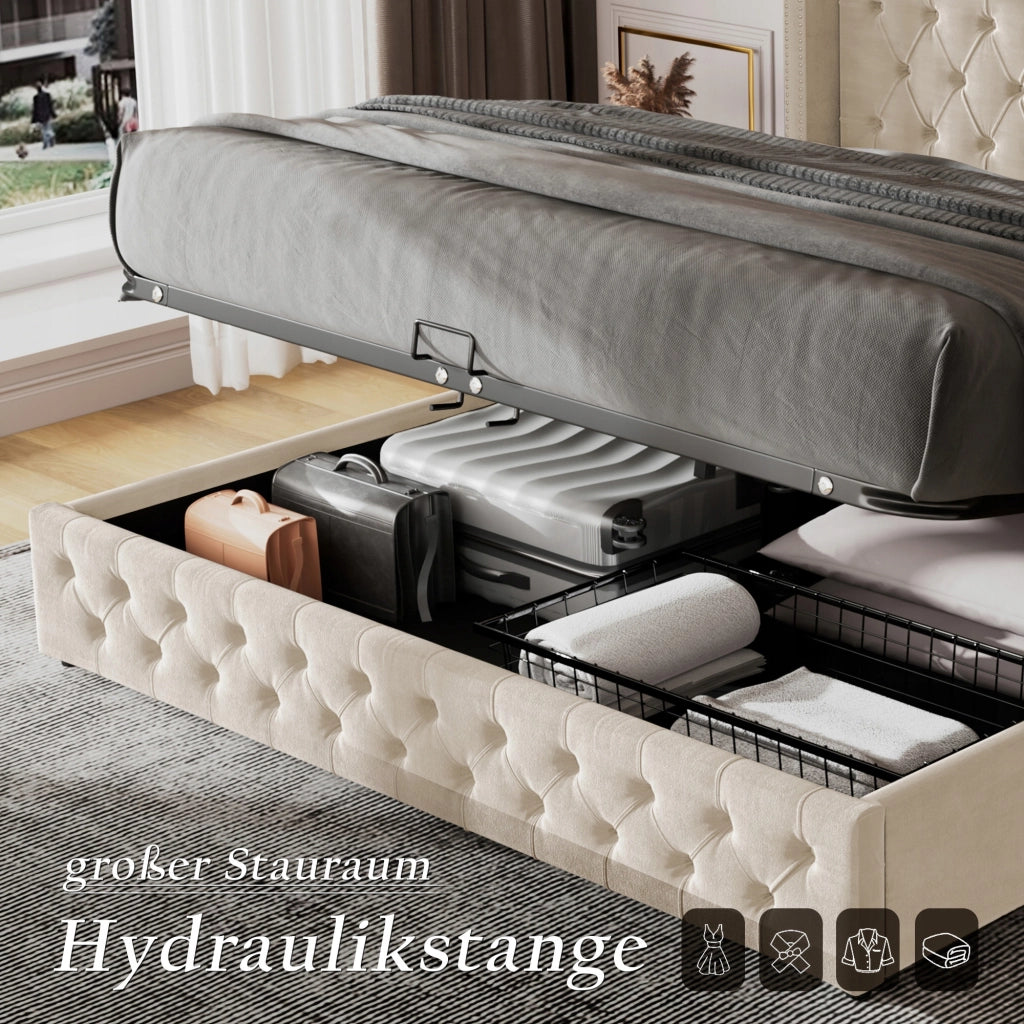 Letto matrimoniale 160x200 - Xylo - Flanella idraulico antiallergico beige
