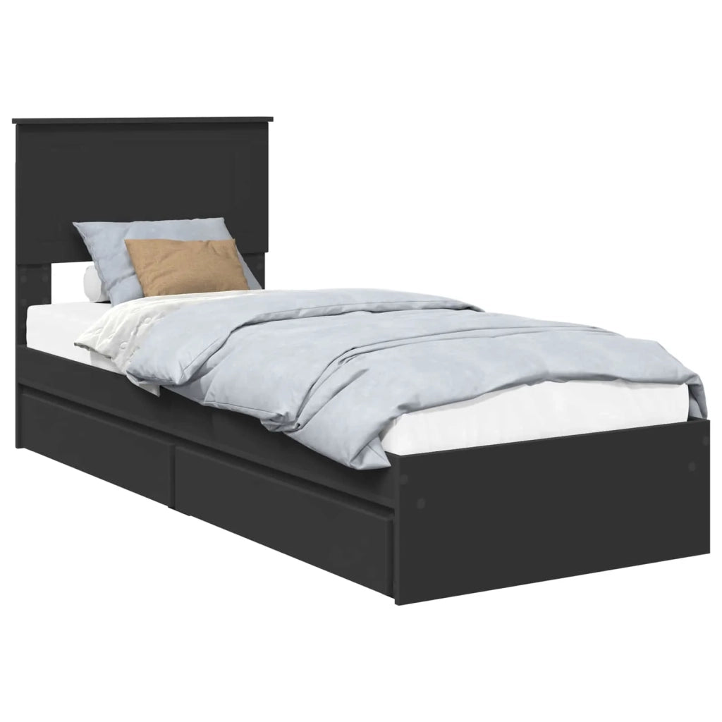Letto con Contenitore Nero 75 x 190 cm Legno multistrato 3410848