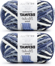 Set di due coperte in chenille spugnosa extra fadate in tono blu - 2 pezzi - 300g 10,5oz - 7 jumbo - 97 metri - Poliestere - Pannocchiatura Haken Amigurumi