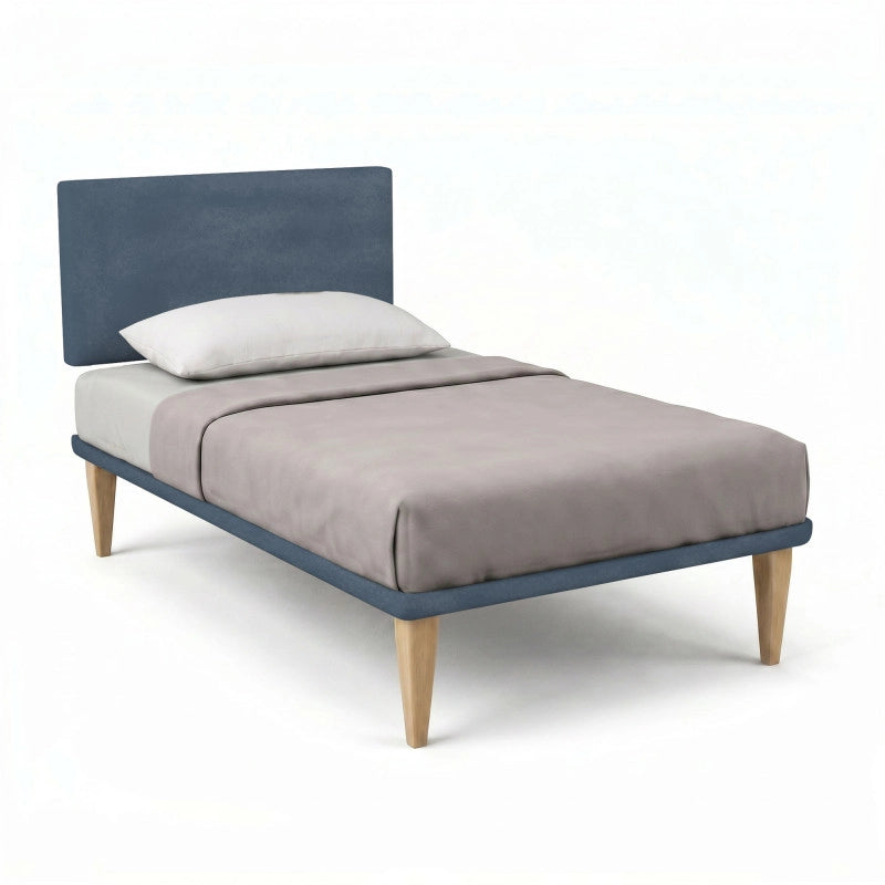 Letto imbottito Singolo 80x200 cm Flat - Con rete,Microfibra,Blu