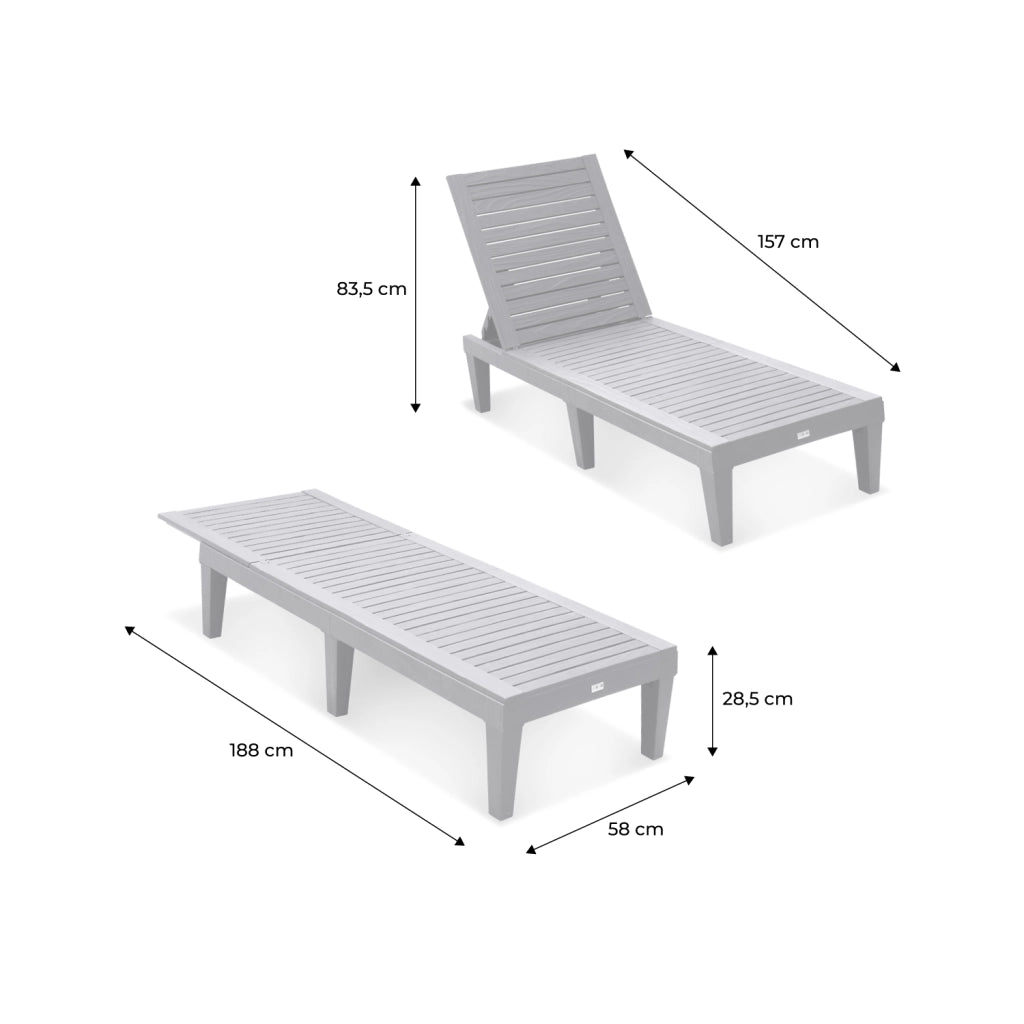 Set 2 lettini prendisole multiposizione, nero