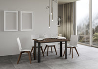 Tavolo Salvaspazio Allungabile 120/200x45/90x80/81 Tavolo Linea Double Noce