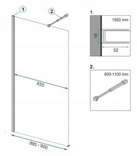 Parete Doccia Rea Aero Black Mat 90 Con Mensola Evo