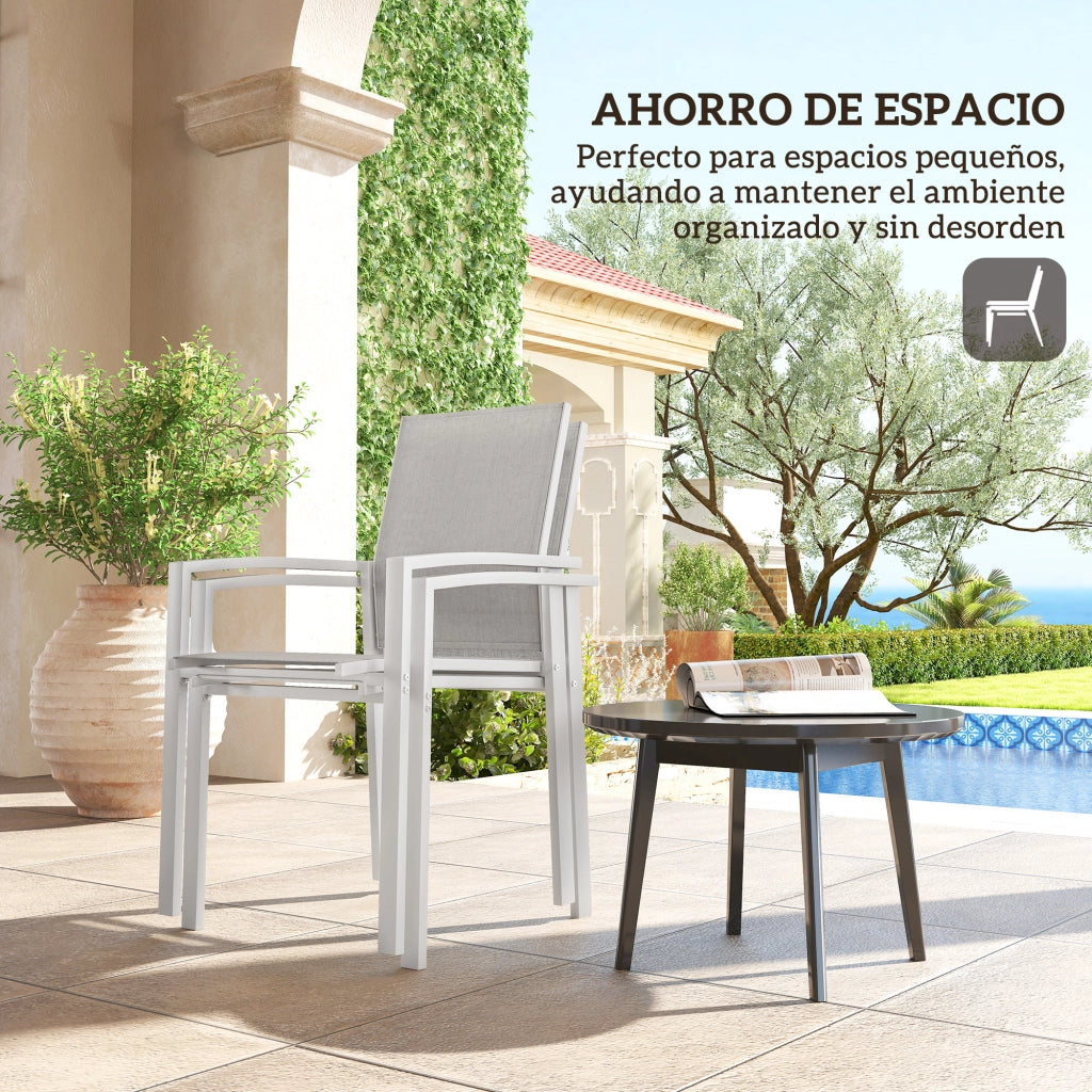 Sedia da giardino impilabile ¨C zephmum ¨C 2 pezzi, grigio chiaro, 56x58x89 cm