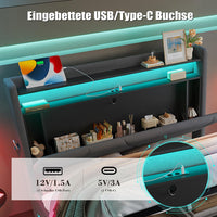 Letto 140x200cm imbottito - Xylo - LED USB ripostiglio idraulico