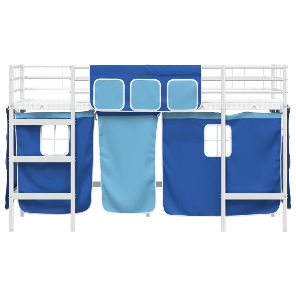 Struttura del Letto Loft per Bambini con Tendine Bianco e Blu