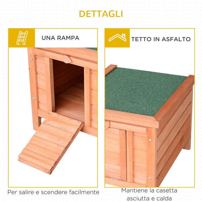 Conigliera Gabbia per Piccoli animali con Tetto Apribile in Legno 51x42x43 cm